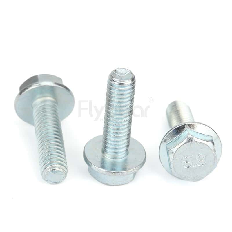 碳钢8.8级蓝白锌六角头法兰螺栓DIN6921